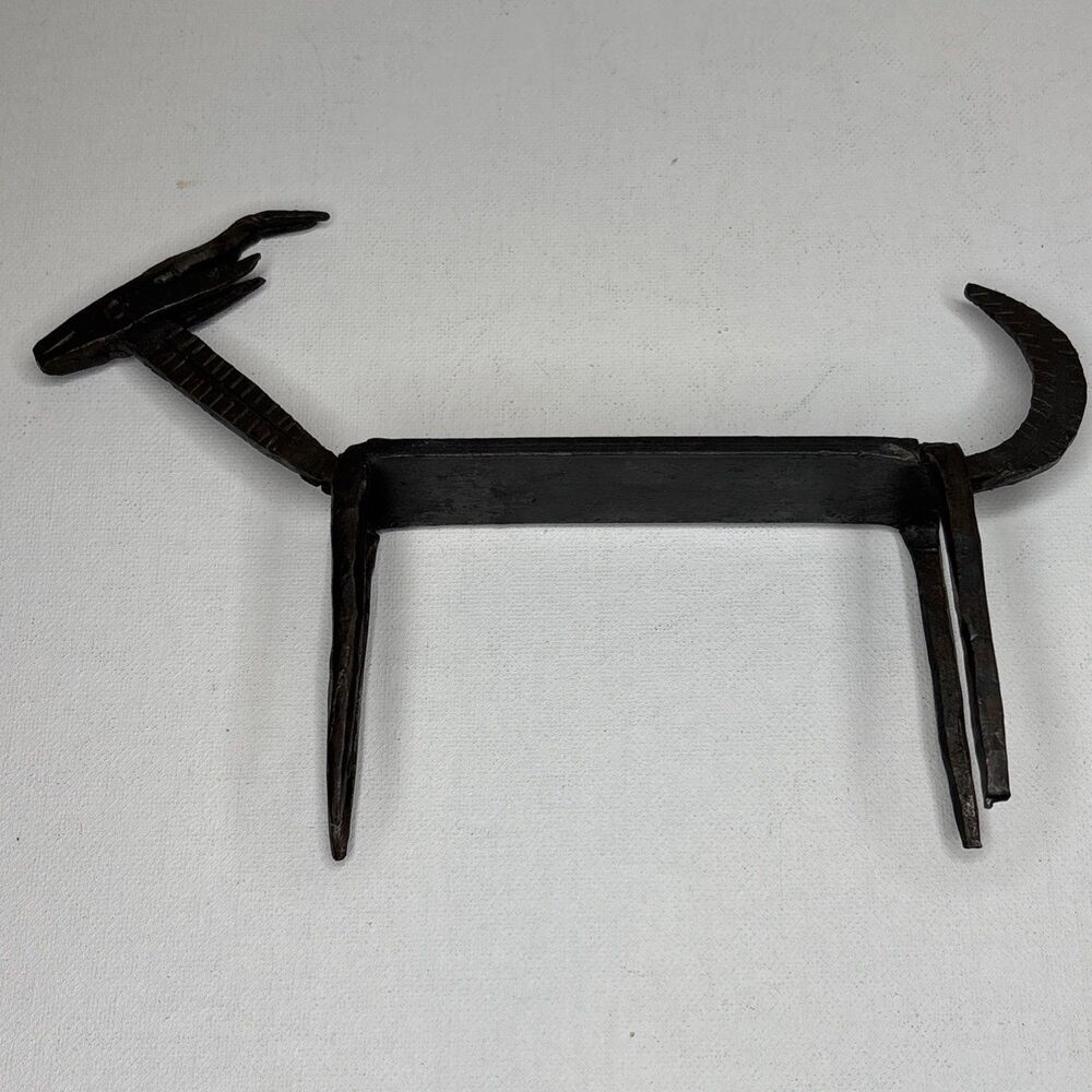 Vintage Mid-Century Modern Brutalist Forged Iron Gazelle Antelope Sculpture - Picture 8 of 16
